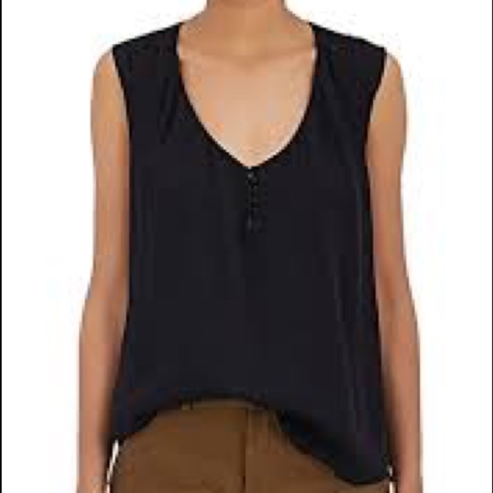 L’AGENCE 100% Silk Black Daisy Sleeveless Blouse